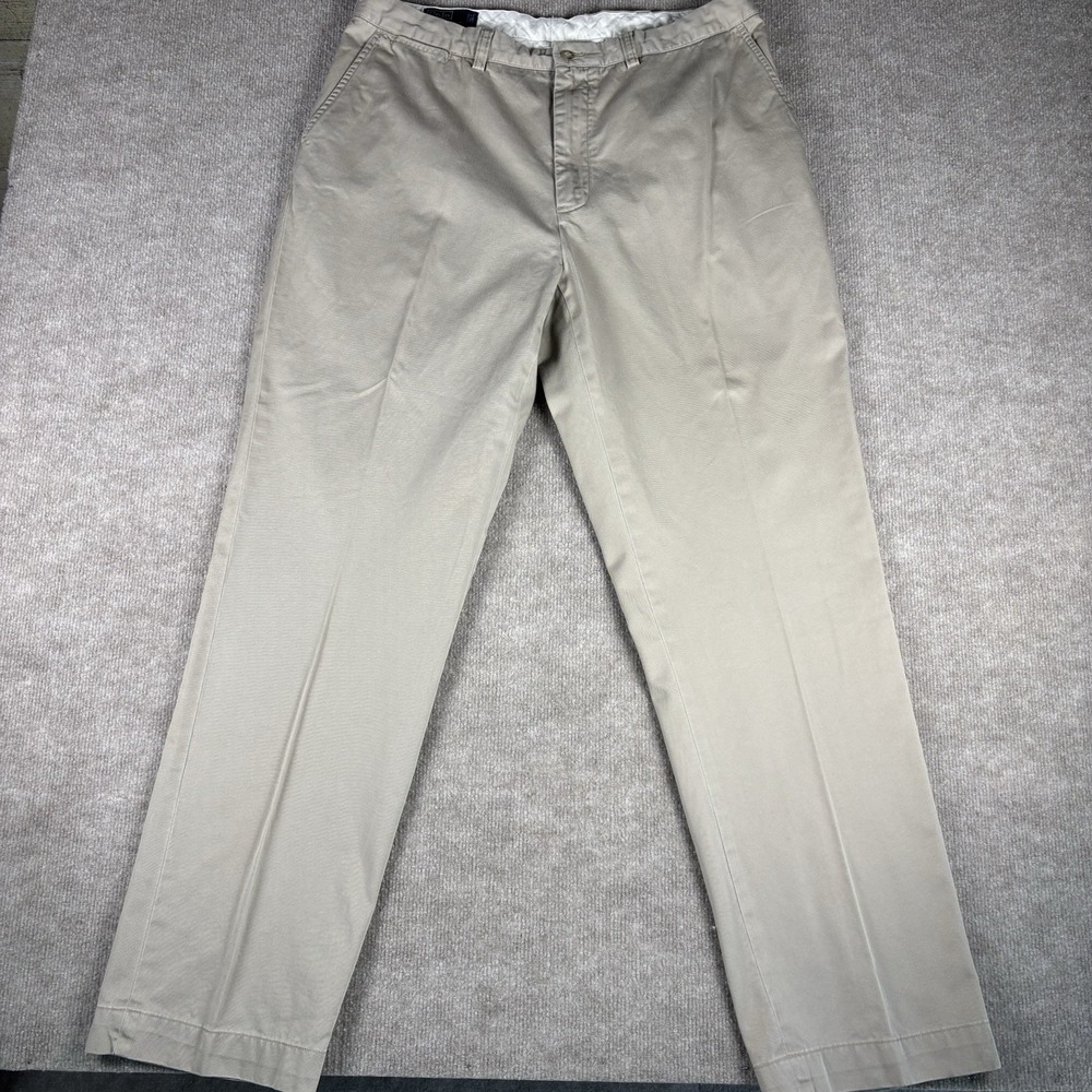 Polo Ralph Lauren Prospect Pants Mens 38x34 Beige Classic Chino‎ Cotton Pleated - Picture 2 of 10